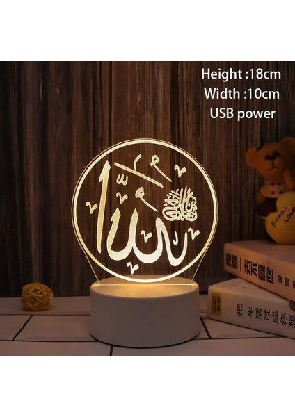 Gece Lambası-10 Eıd Mubarak Dekor Işıkları Ay Kale 3D LED Gece Lambası Gurbang Kareem Masa Süsleri Ev Kurban Bayramı Için Ramazan Dekorasyon (Yurt Dışından)