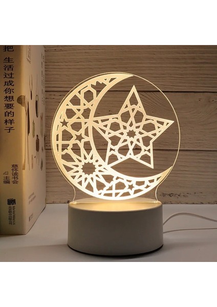 Gece Lambası-10 Eıd Mubarak Dekor Işıkları Ay Kale 3D LED Gece Lambası Gurbang Kareem Masa Süsleri Ev Kurban Bayramı Için Ramazan Dekorasyon (Yurt Dışından) indirimleri