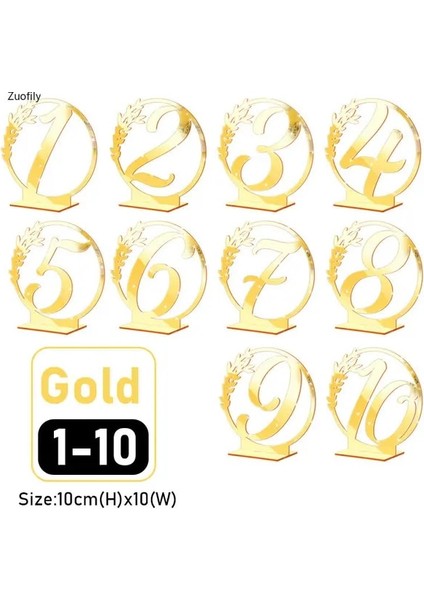 Gösterildiği Gibi Sayı 1-10 Altın 20PCS Numarası Masa Akrilik Masa Numaraları Standlı Işaretler Düğün Resepsiyonu Için Tutucular Bebek Yıldönümü Doğum Günü Gelin Partisi (Yurt Dışından)