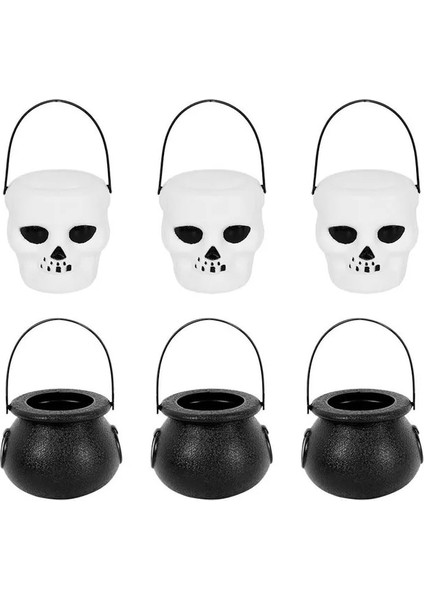 Mix 6 Adet Mini Cadılar Bayramı Şeker Kova Pot Cadı Kazan Tutucu Kavanoz Trick Or Treat Cadılar Bayramı Partisi Dekorasyon Sahne Çocuk Oyuncak (Yurt Dışından)