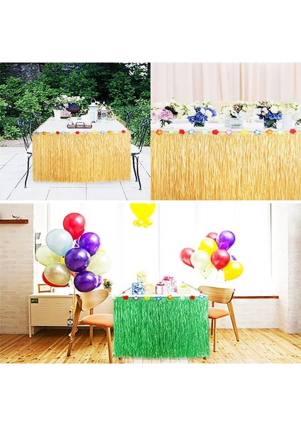 Set 6 2 Boyutu Hawaii Parti Süslemeleri Tropikal Yapay Çiçekler Çim Masa Etek Flamingo Doğum Günü Partisi Masa Dekorasyon Malzemeleri (Yurt Dışından)
