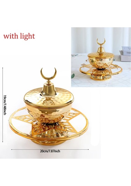 Tepsi B Eid Mubarak Metal Altın Fındık Tepsisi Işık ile Ramazan Dekor Ev Eid Al Adha Islam Ramazan Kareem Müslüman Festivali Süsleme (Yurt Dışından) fiyatları