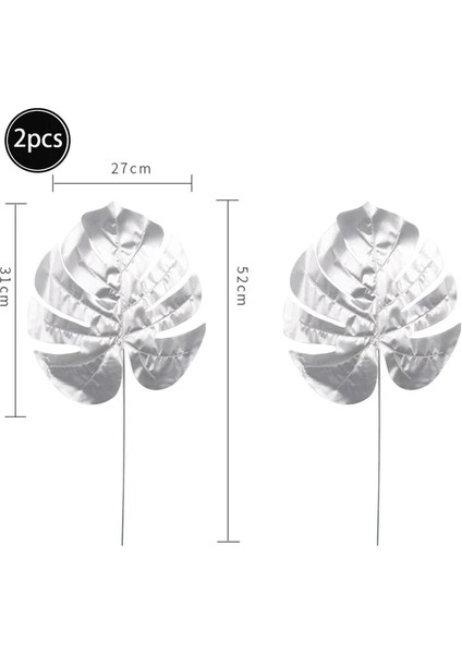 2 Adet Yapay Yeşillik Tropikal Palmiye Yaprakları Brezilya Yaprağı Orman Safari Doğum Günü Partisi Dekorasyon Düğün Ev Masa Süsü Sahte Bitki (Yurt Dışından)