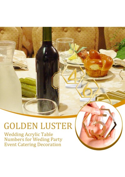Altın 15 Adet 1-15 Akrilik Masa Numaraları Düğün Altıgen Koltuk Numaraları Tutucu Tabanı ile Altın Oymak Resepsiyon Standları Koltuk Numarası (Yurt Dışından) fiyatları