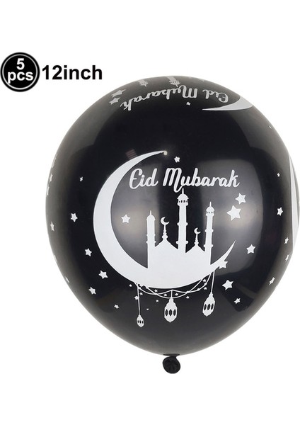 Siyah Ramazan Eid Mubarak Siyah Altın Süslemeleri Balon Ramazan Sofra Askı Süsleri Banner Eid Parti Tatil Evi Süslemeleri (Yurt Dışından)