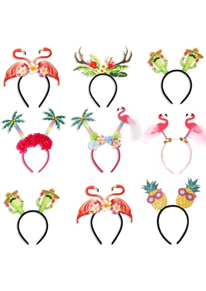 D Hawaii Parti Kafa Bandı Hawaii Flamingo Ananas Hindistan Cevizi Ağacı Hairband Çocuklar Mutlu Yaz Tropikal Aloha Doğum Günü Partisi Dekorları (Yurt Dışından)