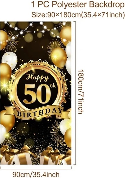 50TH Zemin Altın Siyah Mutlu Doğum Günü Arka Plan 18 21 30 40 50 60 Doğum Günü Partisi Dekorasyon Doğum Günü Afiş Bayrağı Doğum Günü Zemin Dekor (Yurt Dışından)