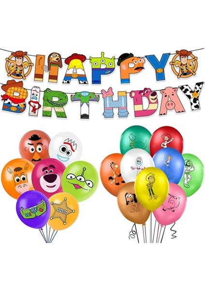 Set J Oyuncak Hikayesi Parti Dekorasyon Karikatür Buzz Lightyear Woody Lateks Balon Mutlu Doğum Günü Afiş Kek Topper Çocuklar Oğlan Kız Oyuncaklar Hediyeler (Yurt Dışından)