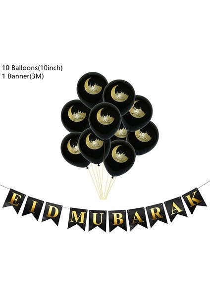 Siyah Ay Seti Ramazan Kareem Tek Kullanımlık Sofra Seti Ramazan Mübarek Fincan Tabağı Eid Mubarak Banner Balonlar Müslüman Islam Parti Süslemeleri (Yurt Dışından)
