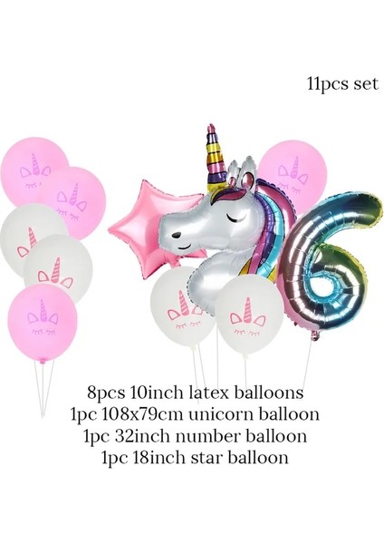 11 Adet Balon 6 Peri Unicorn Deco Kız Doğum Günü Partisi 1 2 3 Yaş Parti Sofra Bir Yaşındaki Bebek Duş Dekorasyonu Unicornio Doğum Günü Malzemeleri (Yurt Dışından) fiyatları