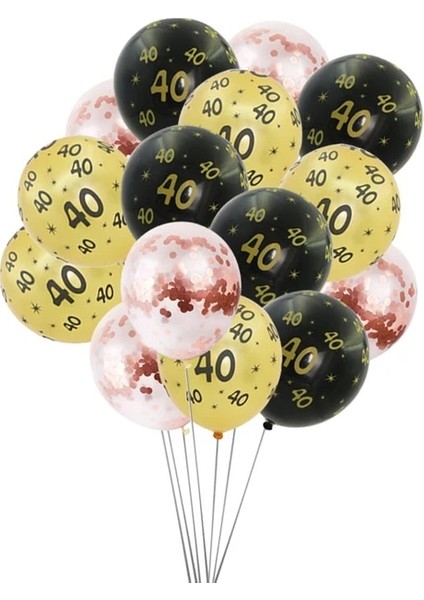 10 Adet 40 Yaşında Siyah Altın Balon Afiş Sofra Doğum Günü Malzemeleri 40TH Adam Kadın Mutlu Doğum Günü Partisi Yıldönümü Dekor (Yurt Dışından)