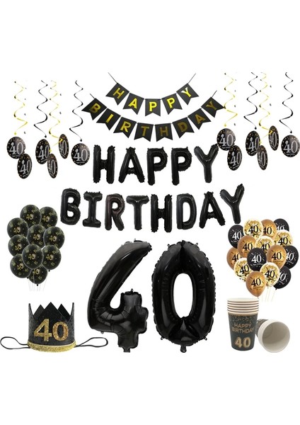 10 Adet 40 Yaşında Siyah Altın Balon Afiş Sofra Doğum Günü Malzemeleri 40TH Adam Kadın Mutlu Doğum Günü Partisi Yıldönümü Dekor (Yurt Dışından) fırsatları