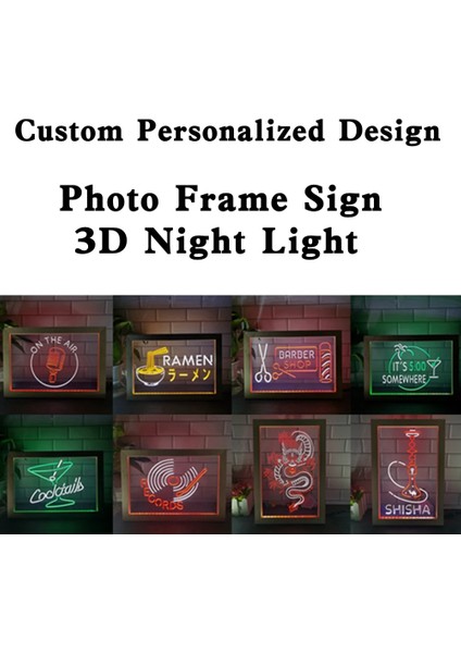 1 Renk Sıcak Renk 22X32 cm Özel Kişiselleştirilmiş Tasarım 2 Renkli Ekran LED Neon Burcu Fotoğraf Çerçevesi Yatak Odası Masası 3D Gece Lambası (Yurt Dışından)