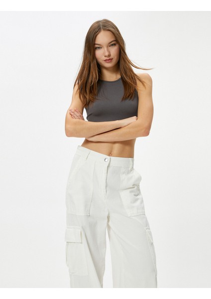 Basic Crop Atlet Yuvarlak Yaka Ribanalı