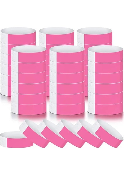 Pembe Su Geçirmez Kağıt Bileklikler Bilezikler Olay Renkli Bilek Parti Bantları Etkinlikler Için Kolluklar Parti Festivaller Konserler 600 Adet (Yurt Dışından)