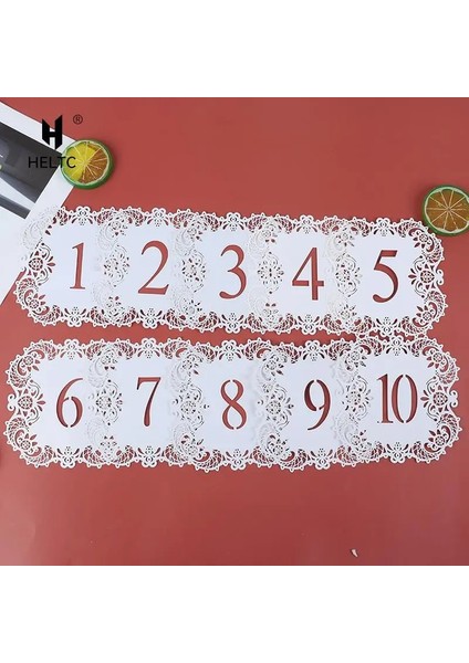 1-10 10 Adet/takım Masa Numaraları 1-10 11-20 Mini Inci Kağıt Lazer Kesim Masa Numarası Kartları Düğün Parti Ziyafet Düğün Masa Numarası (Yurt Dışından)