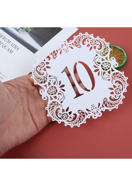 1-10 10 Adet/takım Masa Numaraları 1-10 11-20 Mini Inci Kağıt Lazer Kesim Masa Numarası Kartları Düğün Parti Ziyafet Düğün Masa Numarası (Yurt Dışından)