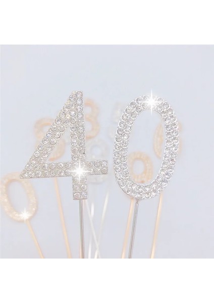 Şerit 4 Glitter Alaşım Yapay Elmas 18 20 30 40 50 Kek Toppers Mutlu Doğum Günü Dekorasyon Altın/gümüş Düğün Dijital Kek Tatlı Dekor (Yurt Dışından) modelleri