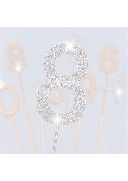 Şerit 4 Glitter Alaşım Yapay Elmas 18 20 30 40 50 Kek Toppers Mutlu Doğum Günü Dekorasyon Altın/gümüş Düğün Dijital Kek Tatlı Dekor (Yurt Dışından) fırsatları