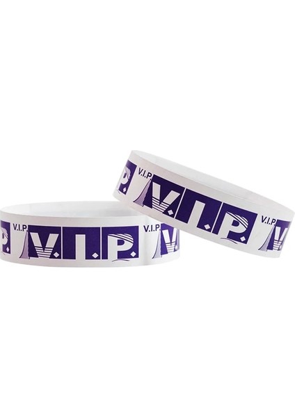 Vıp Mor 100 Adet Vıp Parti Giriş Kağıt Bilekliği Kağıt Bilezik Toplantı Yapışkan Bileklik Vıp Desen Parti Su Geçirmez Bileklikler (Yurt Dışından)