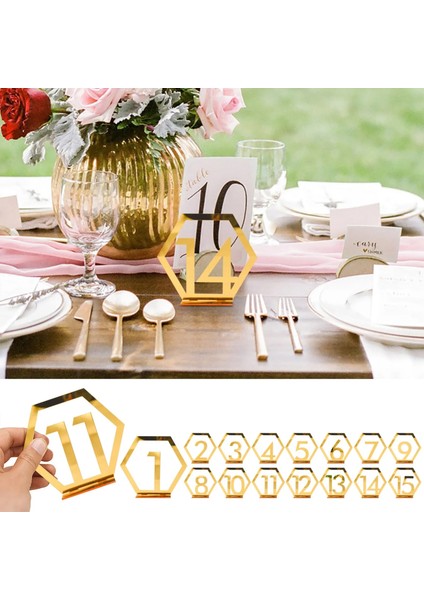 B 1 Adet 3D Akrilik Altın Masa Numarası Işaretleri Düğün Parti Dekoru Için Romen Rakamları Geometrik Centerpiece Doğum Günü Masa Koltuk Kartı (Yurt Dışından)