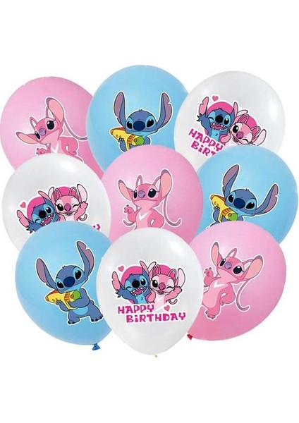 18 Adet Balon Pembe Lilo ve Stitch Tema Parti Malzemeleri Set Mutlu Doğum Günü Banner Kek Topper 3D Balonlar Bebek Duş Çocuk Kız Parti Iyilik (Yurt Dışından)