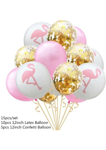 15 Adet Balonlar 9 Adet Hawaii Flamingo Centerpieces Flamingo Düğün Doğum Günü Partisi Tropikal Aloha Luau Yaz Orman Flamingo Parti Malzemeleri (Yurt Dışından)