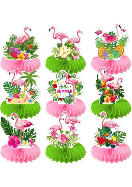 15 Adet Balonlar 9 Adet Hawaii Flamingo Centerpieces Flamingo Düğün Doğum Günü Partisi Tropikal Aloha Luau Yaz Orman Flamingo Parti Malzemeleri (Yurt Dışından)