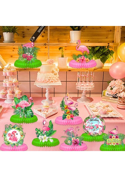 15 Adet Balonlar 9 Adet Hawaii Flamingo Centerpieces Flamingo Düğün Doğum Günü Partisi Tropikal Aloha Luau Yaz Orman Flamingo Parti Malzemeleri (Yurt Dışından)