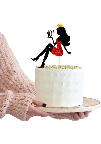 40 18TH Ila 90TH Parlak Kağıt Mutlu Doğum Günü Pastası Topper Kraliçe Bayan Tema Kek Dekorasyon Yüksek Topuklu Parti Malzemeleri Iyilik (Yurt Dışından)