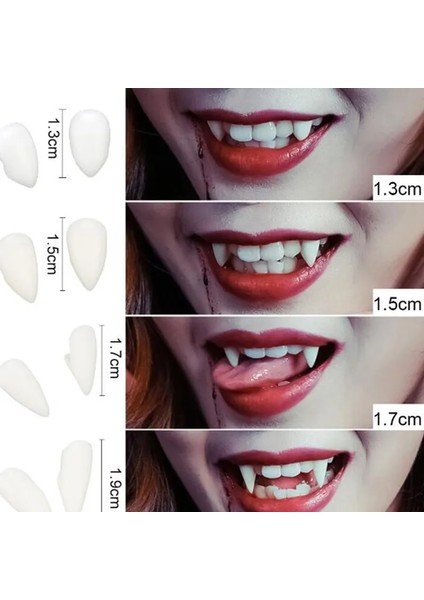 Beyaz 1.5 cm Tutkal Yok 1 Çift Vampir Dişleri Dişler Protez Sahne Cadılar Bayramı Kostüm Sahne Yanlış Dişler Katı Tutkal Protez Yapıştırıcı Cadılar Bayramı Partisi Dekoru (Yurt Dışından)