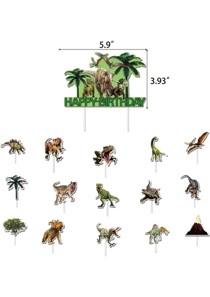 Kek Topper 3 Jurassic Dinozor Balon Seti Dıy Sahne Orman Yaban Hayatı Tema Parkı Düzenleme Seti Çocuk Doğum Günü Dinozor Kek Süslemeleri (Yurt Dışından) fiyatları