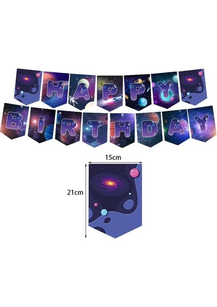 Banner 01 Astronot Roket Tema Parti Kağıt Gözlük Dış Uzay Partisi Komik Dekoratif Renkli Gözlük Mutlu Doğum Günü Partisi Dekoru Çocuk Boy (Yurt Dışından)