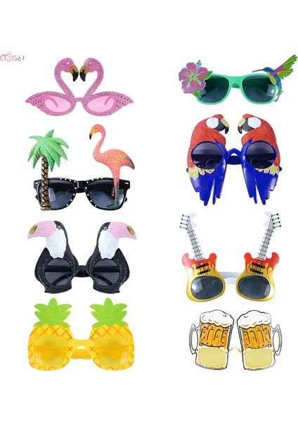 ZY980B05 Hawaii Plaj Partisi Pembe Flamingo Parti Ananas Güneş Gözlüğü Tropikal Süslemeleri Yaz Luau Hawaii Parti Olay Komik Gözlük (Yurt Dışından) modelleri