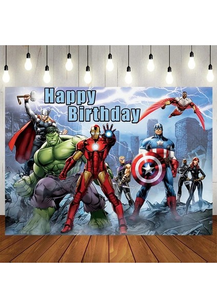 100X150 cm Süper Kahraman Parti Dekorasyon Avengers Tema Karikatür Sofra Kağıt Bardak Tabak Peçeteler Çocuklar Parti Doğum Günü Dekor Malzemeleri Şekeri (Yurt Dışından)