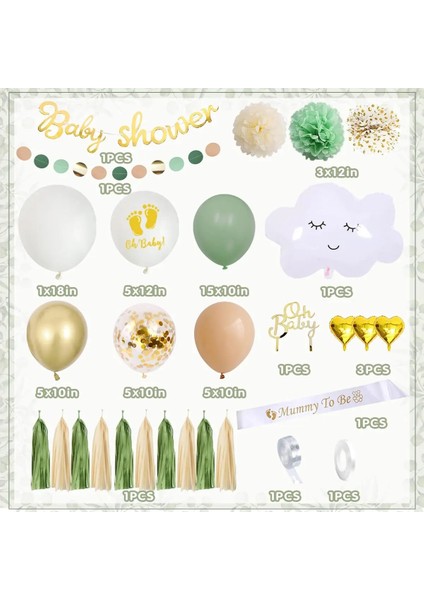 Beyaz Altın Balon Orman Yeşil Balon Çelenk Erkek Kız Bebek Duş Dekorasyonu Yenidoğan Bebek Parti Süslemeleri Kağıt Ponponlar Mumya Kanat Olmak (Yurt Dışından) modelleri