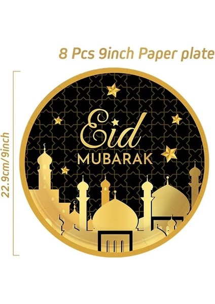 8 Adet 9 Inç Plaka Eid Mubarak Kağıt Tabak Bardak Peçeteler 2023 Ramazan Kareem Dekorasyon Müslüman Islam Festivali Parti Malzemeleri Eid Al Kurban Hediyeleri (Yurt Dışından)