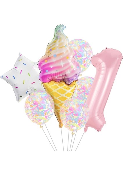 Pink1 Donut Dondurma Alüminyum Folyo Beş Köşeli Yıldız Balon Bebek Duş Doğum Günü Mutlu Parti Şeker Dekorasyon Tatlı Numarası Ss2 (Yurt Dışından)