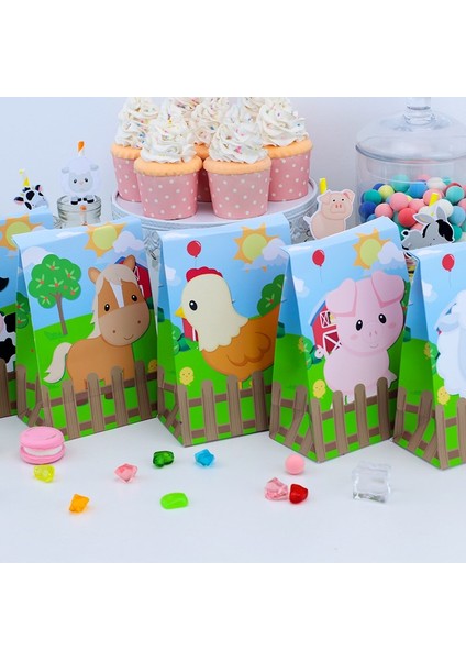 Banner-1pcs Çiftlik Hayvanları Tema Parti Malzemeleri Kutusu Davetiye Tavan Asılı Pipet Çanta Kek Topper Şişe Etiket Afiş Parti Dekorasyon (Yurt Dışından) fırsatları