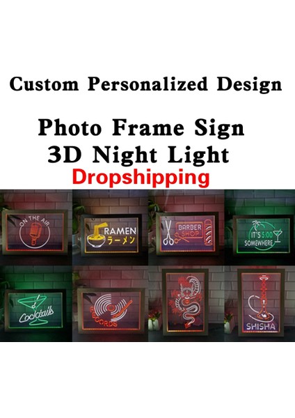 Mavi ve Kırmızı 17X23 cm Özel Kişiselleştirilmiş Tasarım 2 Renkli Ekran LED Neon Burcu Fotoğraf Çerçevesi Yatak Odası Masası 3D Gece Lambası, Dropshipping (Yurt Dışından)