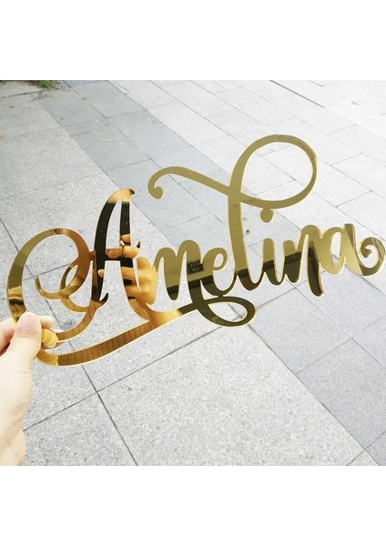 3 Koyu Pembe 25 cm Uzun Kişiselleştirilmiş Akrilik Kesim Isim Burcu Düğün Doğum Günü Partisi Dekorasyon Ayna Altın Özel Ad Duvar Asılı Parti Hediyeler Malzemeleri (Yurt Dışından)