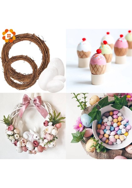 25CM Beyaz 1 Takım Çok Boyutlu Beyaz Rattan Köpük Yumurta ile Strafor Topu Mutlu Yiyen Ev Partisi Dekorasyon Dıy Paskalya Çelenk Malzemeleri (Yurt Dışından) indirimleri