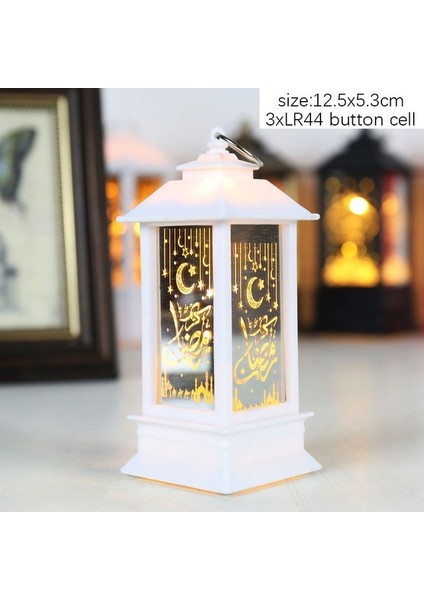 S-Beyaz 3D Saray Kale Gece Lambası Ramazan Festivali Dekorasyon Ev Için 2023 Eıd Mubarak Islam Müslüman Gurbang Parti Dekor Kurban Bayramı (Yurt Dışından)