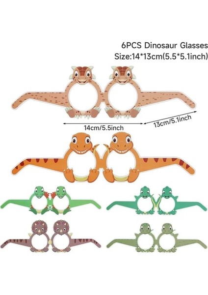 6 Adet Gözlük Dinozor Doğum Günü Tek Kullanımlık Sofra Jurassic Dinozor Parti Dekorasyon Çocuklar Bebek Duş Jungle Safari Doğum Günü Partisi Malzemeleri (Yurt Dışından)