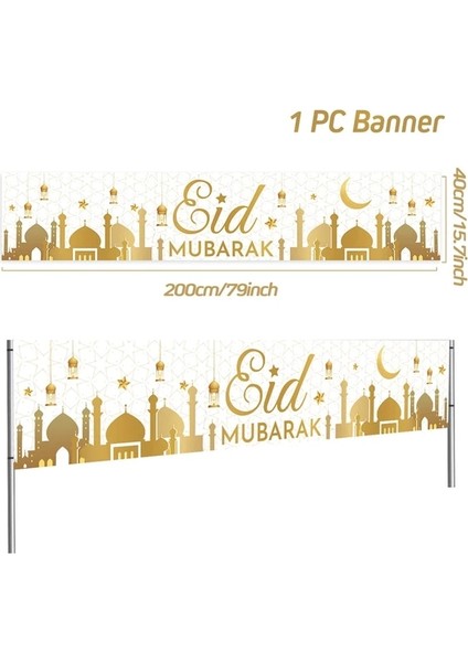 Style9 Eid Mubarak Açık Banner Bayrağı Ramazan Kareem Banner Ramazan Dekorasyon Ev 2023 Islam Müslüman Parti Eid Al Adha (Yurt Dışından)