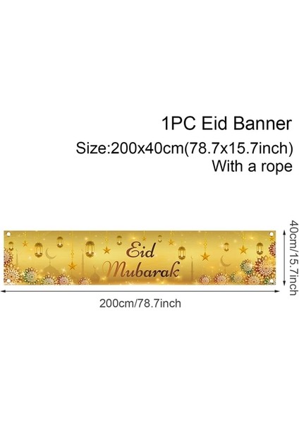 STYLE12 Eid Mubarak Açık Banner Bayrağı Ramazan Kareem Banner Ramazan Dekorasyon Ev 2023 Islam Müslüman Parti Eid Al Adha (Yurt Dışından)