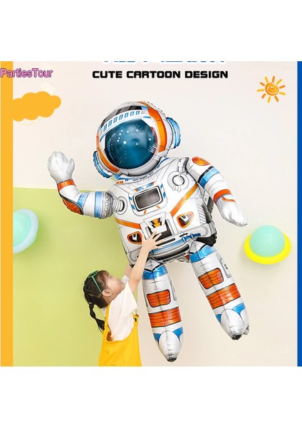 22 Inç 3D Balon 134 cm Ayakta Şişme Astronot Balon 3D Spaceman Folyo Balon Çocuklar Galaxy Dış Uzay Tema Doğum Günü Partisi Dekorasyon Oyuncak (Yurt Dışından)