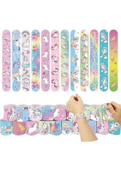 Tek Boynuzlu At Kek Dekor 10 Adet Gökkuşağı Unicorn Tokat Bilezikler Hediyeler Unicornio Parti Dekorasyon Mutlu Çocuk Kız Gökkuşağı At Tema Doğum Günü Partisi Iyilik (Yurt Dışından)