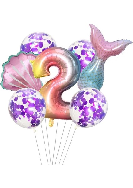 7 Adet Balon Seti A2 Renkli Kabuk Plaka Sofra Seti Küçük Denizkızı Temalı Parti Malzemeleri Kız Doğum Günü Partisi Dıy Süslemeleri Bebek Duş Dekor (Yurt Dışından)