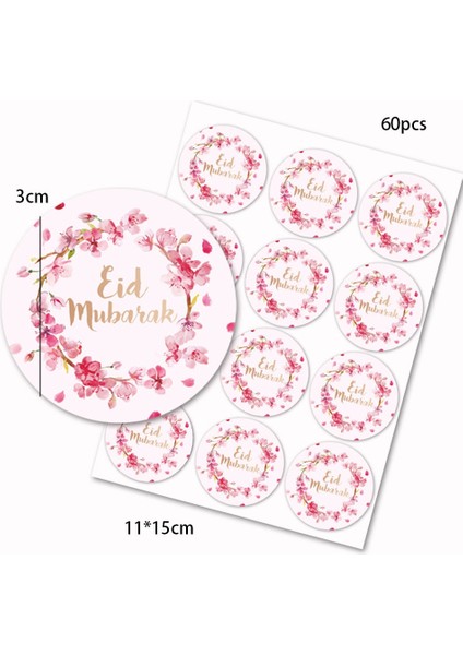 H Tipi 60 Adet Eıd Mubarak Çıkartmalar Çelenk Çiçek Yuvarlak Etiket Ramazan Kareem Müslüman Düğün Doğum Günü Partisi Hediyeler Ambalaj Kaynağı (Yurt Dışından) modelleri
